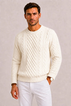 Kabeltrui met crew neckline