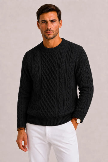 Kabeltrui met crew neckline