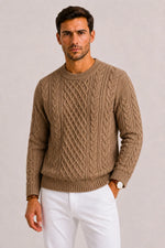 Kabeltrui met crew neckline