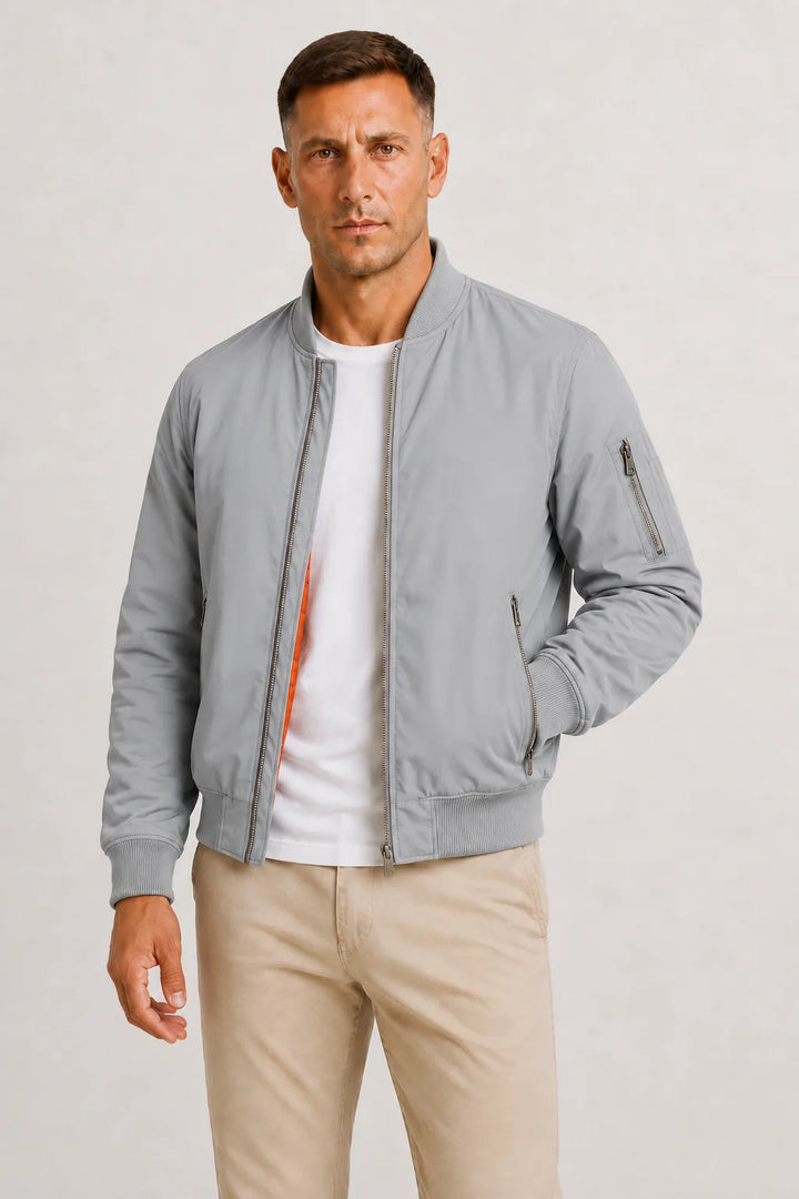 Oversized bomberjack met oranje voering