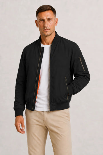Oversized bomberjack met oranje voering
