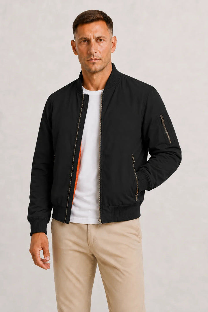 Oversized bomberjack met oranje voering