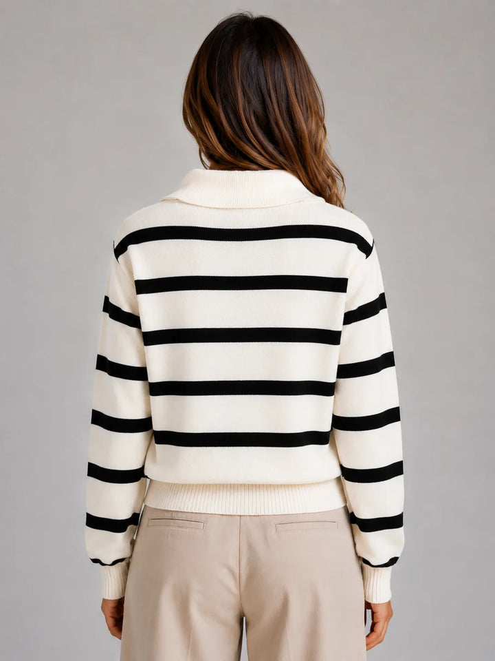 Gestreepte jumper met half-zip