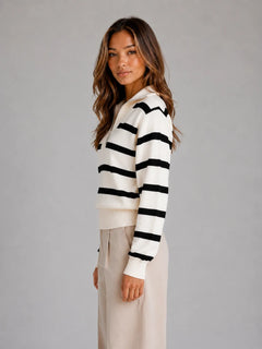 Gestreepte jumper met half-zip