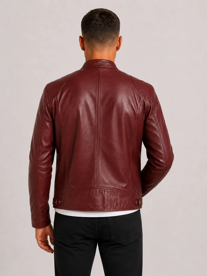 Leren biker jacket met zip closure