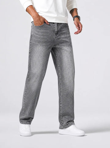 Straight jeans met grijze wassing