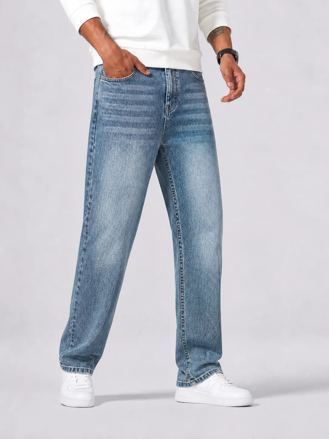 Straight jeans met grijze wassing