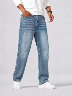Straight jeans met grijze wassing