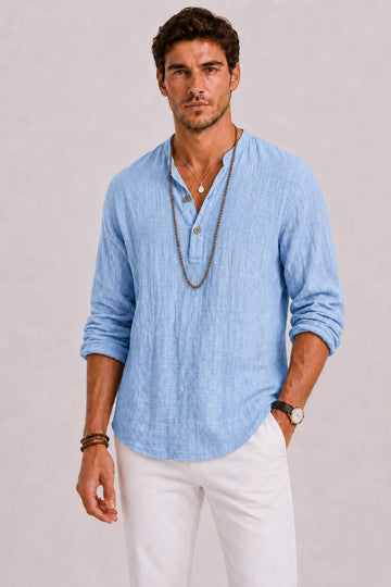 Casual overhemd V-neck lange mouwen