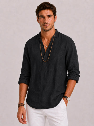 Casual overhemd V-neck lange mouwen