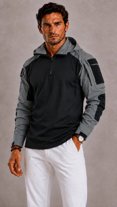 Hoodie met contrasterende mouwen