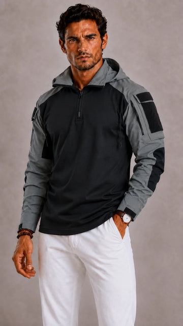 Hoodie met contrasterende mouwen