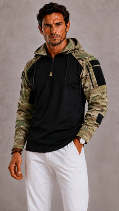 Hoodie met contrasterende mouwen