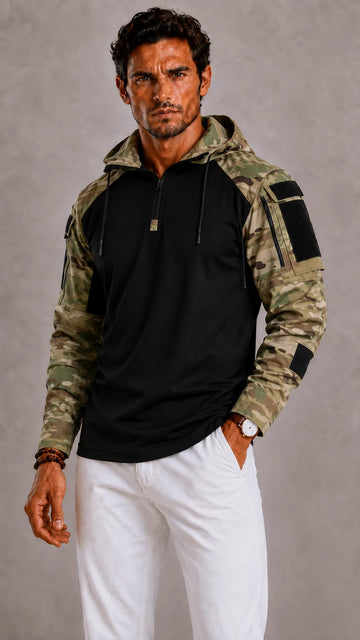 Hoodie met contrasterende mouwen