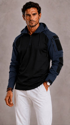 Hoodie met contrasterende mouwen
