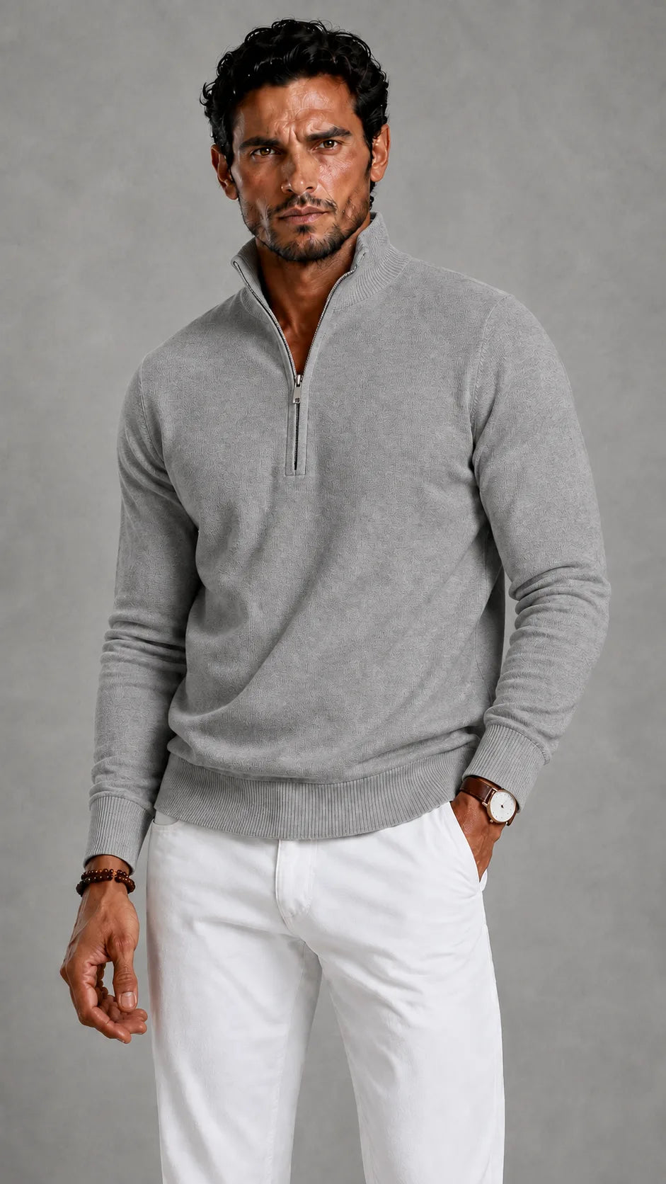 Zip-up trui met hoge kraag