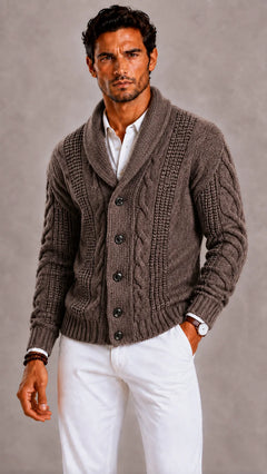 Gebreide cardigan met shawl collar