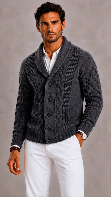 Gebreide cardigan met shawl collar