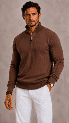 Zip-up trui met hoge kraag