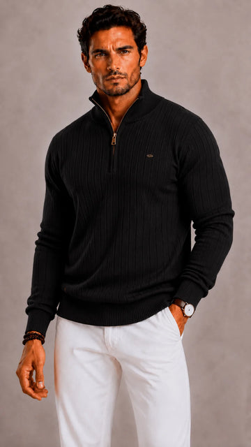 Zip-up trui met hoge kraag