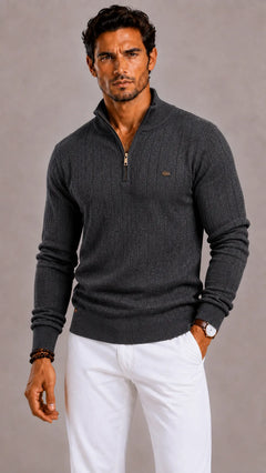 Zip-up trui met hoge kraag