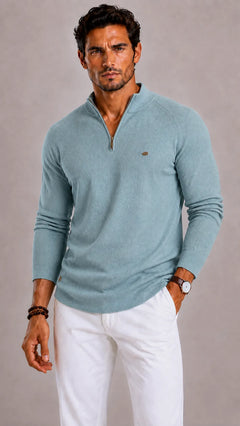 Zip-up trui met ribbed texture