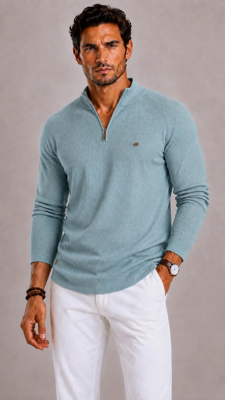 Zip-up trui met ribbed texture