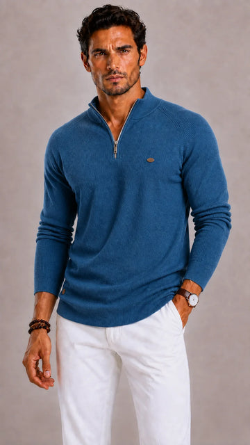 Zip-up trui met ribbed texture