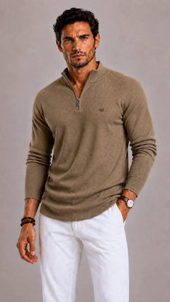 Zip-up trui met ribbed texture