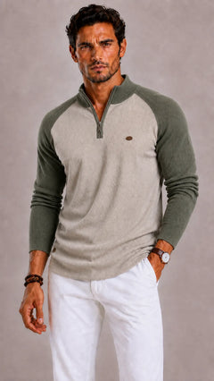 Zip-up trui met ribbed texture