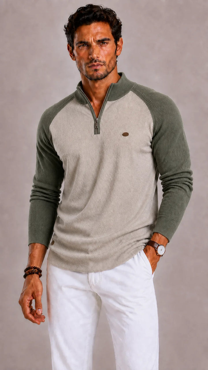 Zip-up trui met ribbed texture