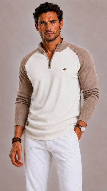Zip-up trui met ribbed texture