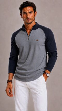 Zip-up trui met ribbed texture