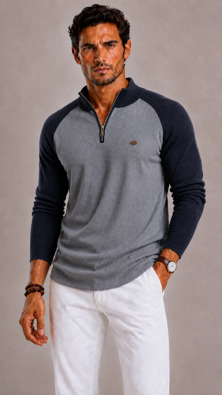 Zip-up trui met ribbed texture