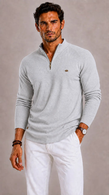 Zip-up trui met ribbed texture