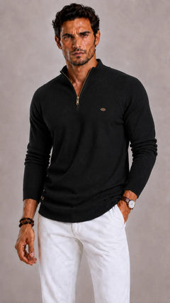 Zip-up trui met ribbed texture
