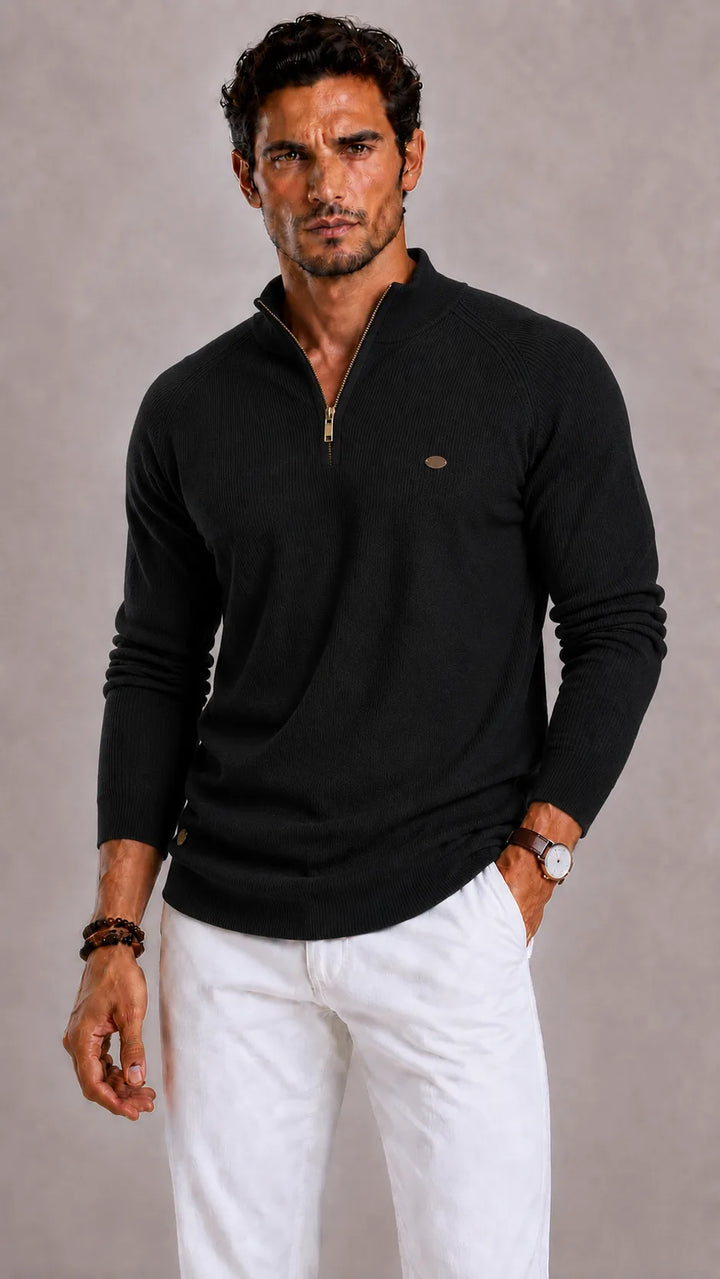 Zip-up trui met ribbed texture