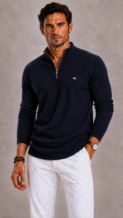 Zip-up trui met ribbed texture