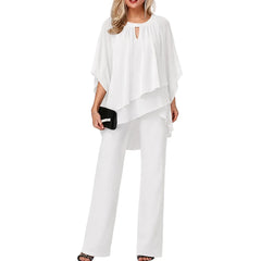 Pantsuit met chiffon overlay