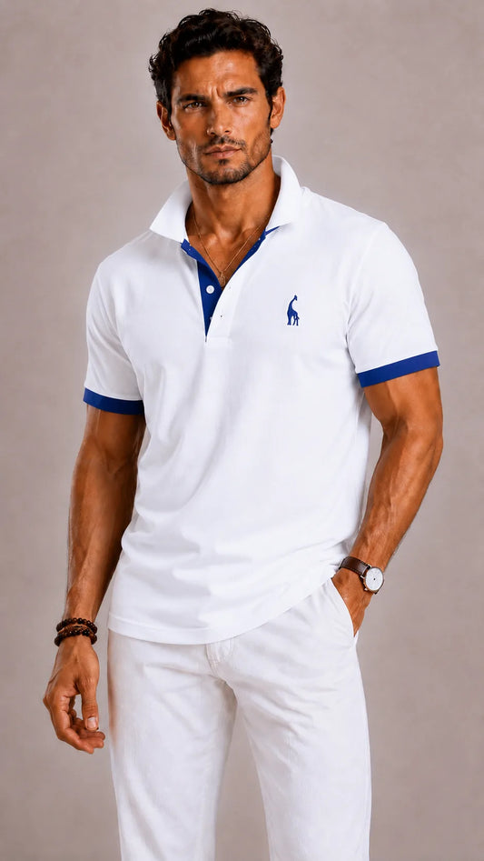 Polo met ribbed collar en korte mouwen