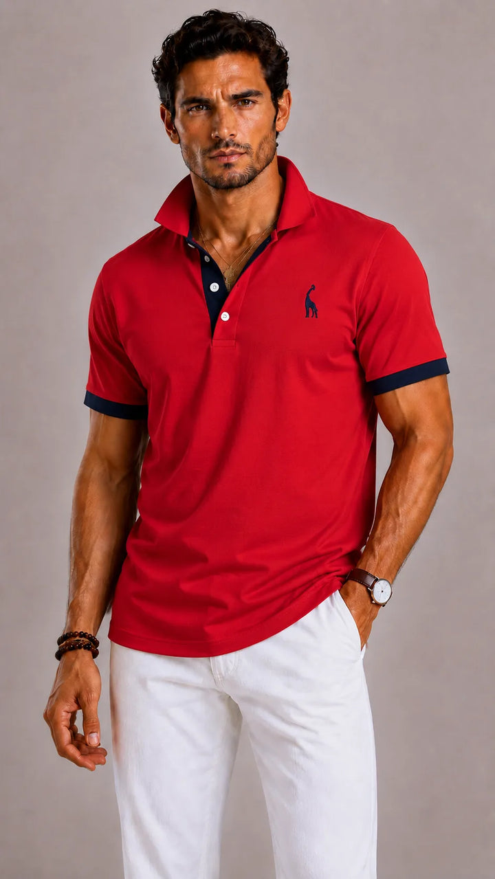 Polo met ribbed collar en korte mouwen