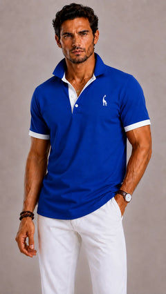 Polo met ribbed collar en korte mouwen