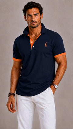 Polo met ribbed collar en korte mouwen
