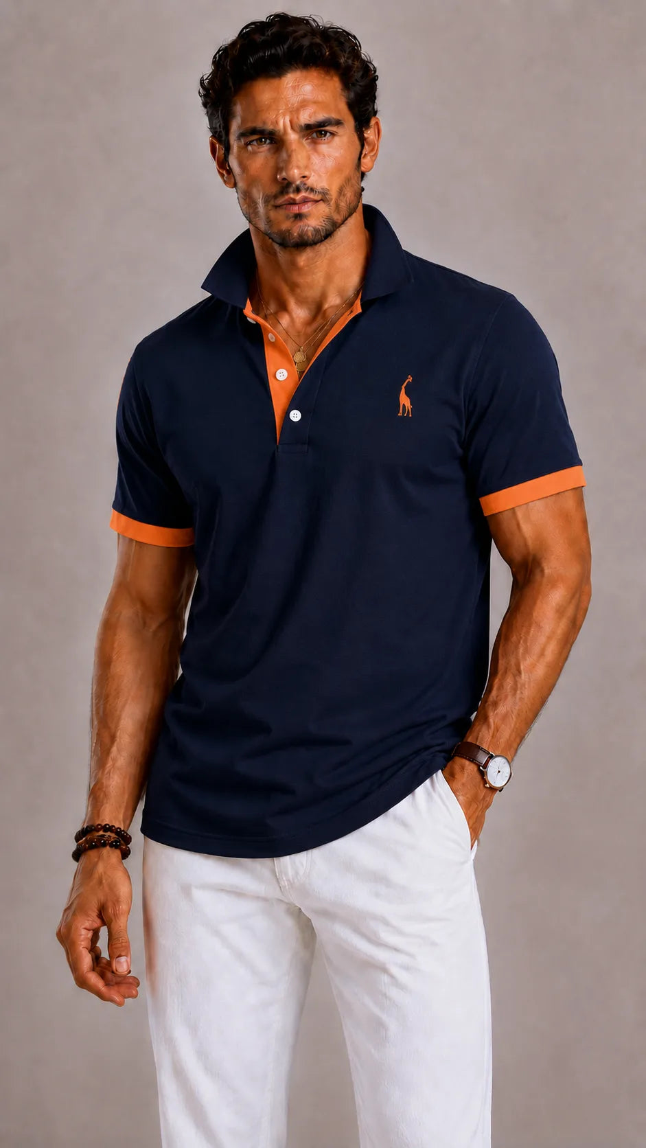 Polo met ribbed collar en korte mouwen