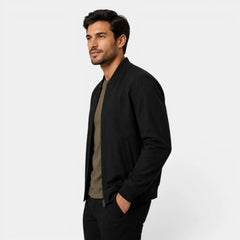 Bomberjack met ribbed details