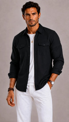 Overshirt met mandarin kraag