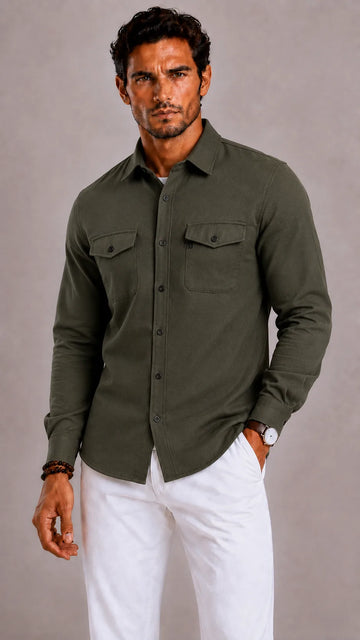 Overshirt met mandarin kraag