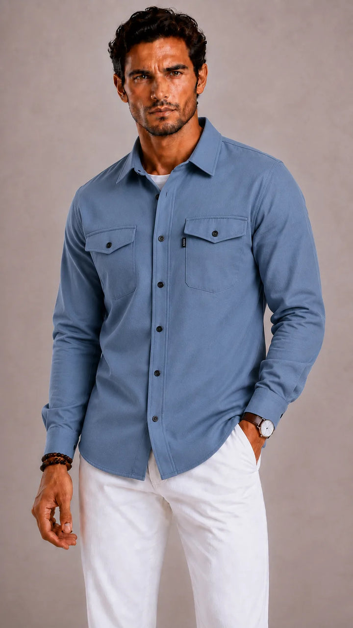 Overshirt met mandarin kraag