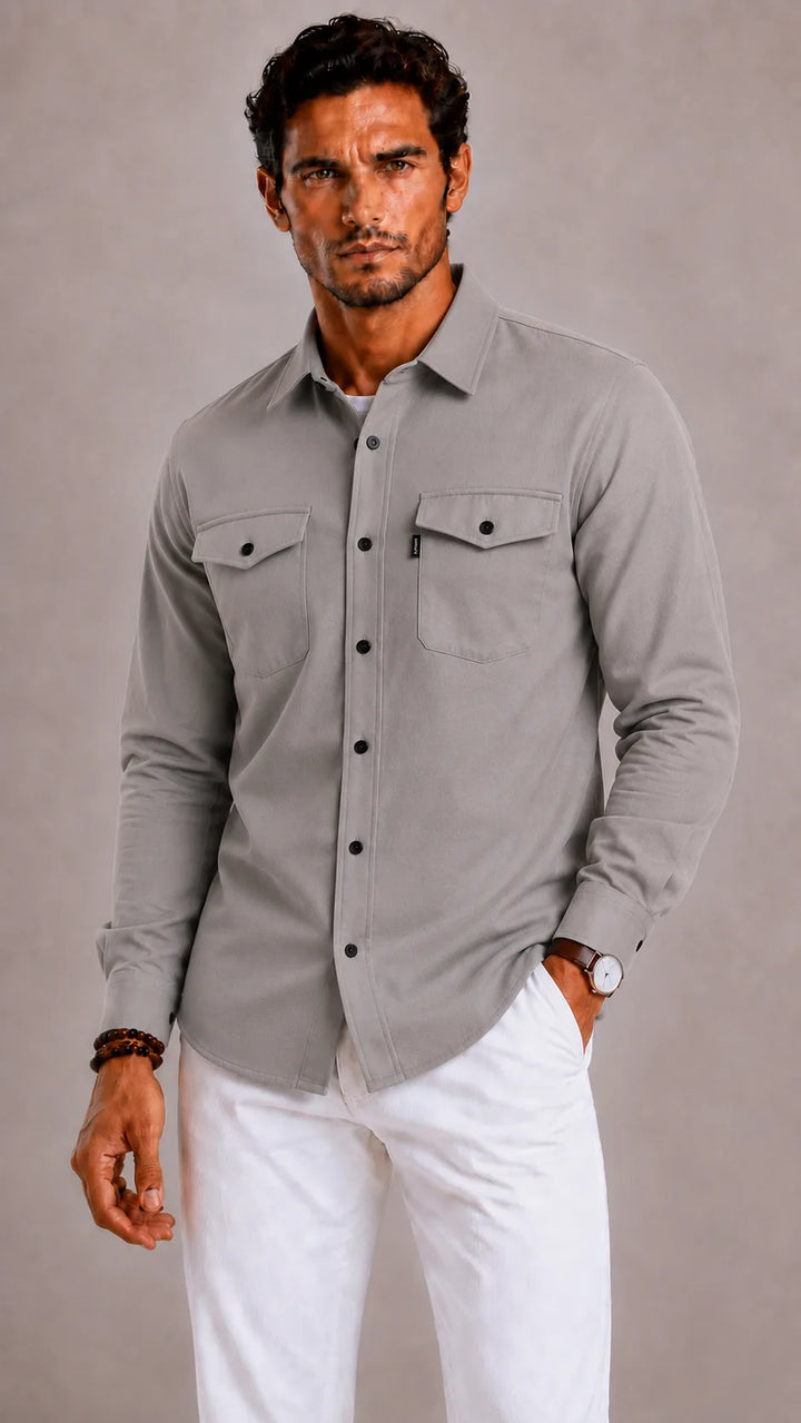 Overshirt met mandarin kraag