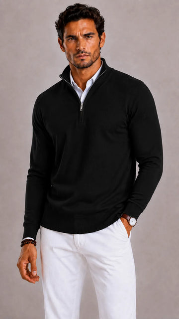 Slim fit trui met half-zip